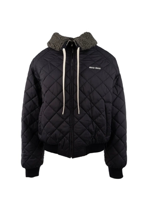 Miu Miu quilted shearling-collar jacket - Blue