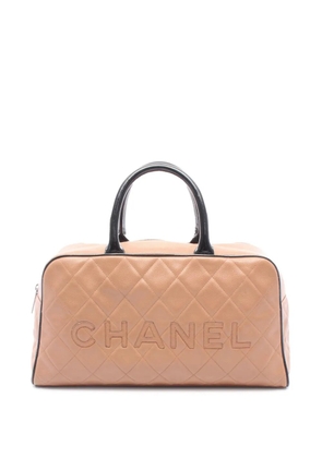 CHANEL Pre-Owned 2000-2002 Large Quilted Grained Calfskin Bowler handbag - Brown