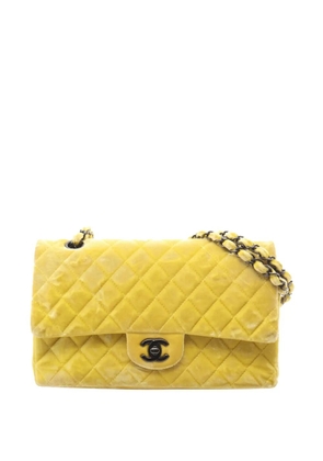 CHANEL Pre-Owned 2014-2015 Medium Classic Velvet Double Flap shoulder bag - Yellow