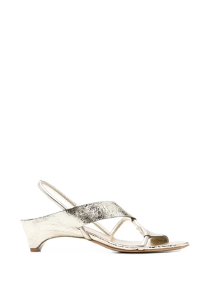 Del Carlo cracked-effect slingback sandals - Gold
