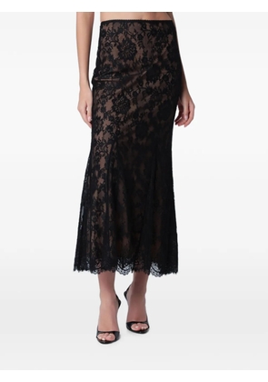 Self-Portrait lace-overlay scalloped-edge midi skirt - Black