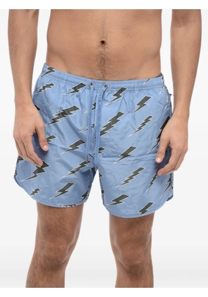 Neil Barrett Fair Isle-print swim shorts - Blue
