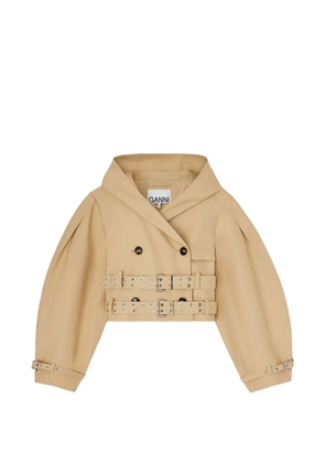 GANNI double-breasted cropped jacket - Neutrals