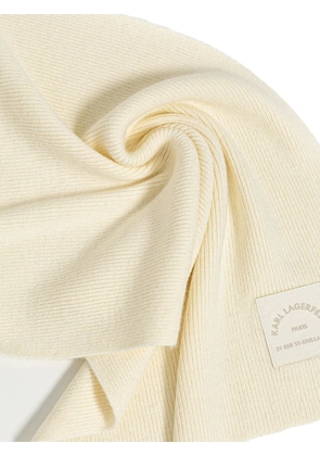 Karl Lagerfeld logo-patch ribbed scarf - Neutrals