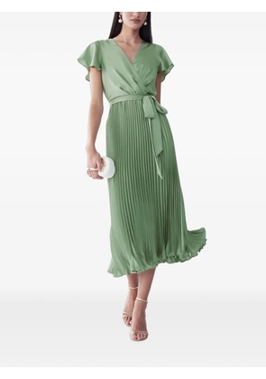 WILLA pleated wrap-style midi dress - Green