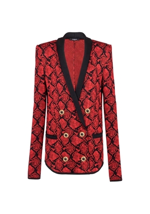 Balmain snake-effect double-breasted blazer - Red