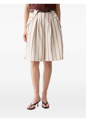 VICOLO striped pleated shorts - Neutrals