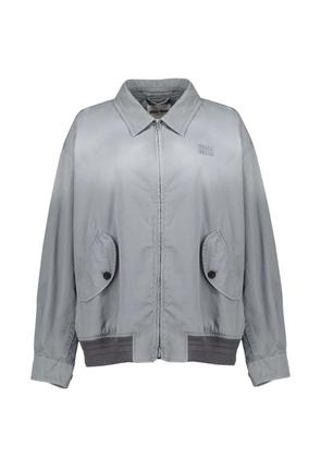 Miu Miu logo-embroidered cotton jacket - Grey