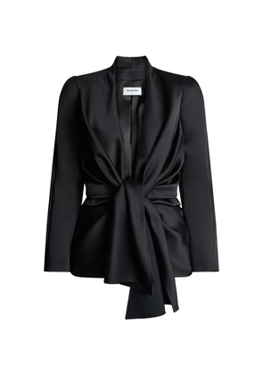 Balmain satin crepe jacket with tie detail - Black