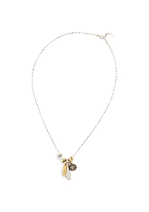 Versace Logo Tag charm necklace - Silver