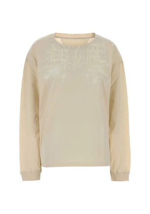 Maison Margiela logo-print long-sleeve T-shirt - Neutrals