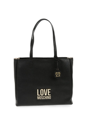 Moschino logo-plaque shoulder bag - Black