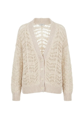 Peserico sequin-embellished open-knit cardigan - White