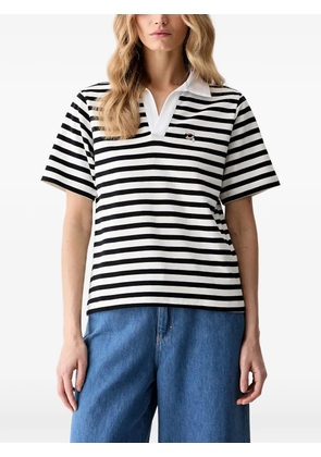Karl Lagerfeld striped logo-patch polo shirt - White