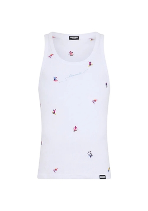 DSQUARED2 embroidered ribbed tank top - White