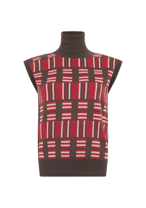Moorer checkered sleeveless jumper - Brown