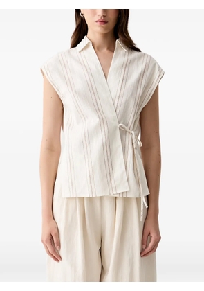 Benetton striped wrap-style blouse - White