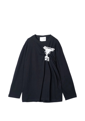 Yoshiokubo graphic-print smocked T-shirt - Black