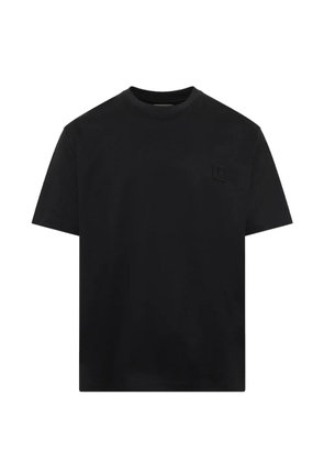 Wooyoungmi flower-print logo-patch T-shirt - Black