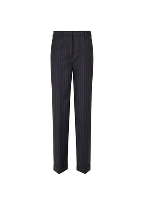 Semicouture Lola pinstriped turn-up trousers - Blue