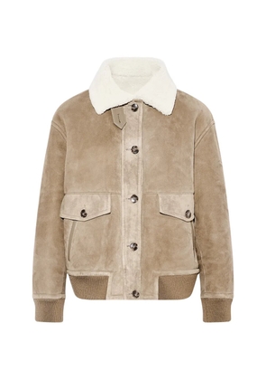 Yves Salomon lamb shearling bomber jacket - Neutrals