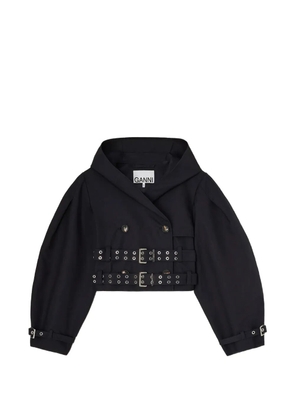 GANNI double-belt hooded jacket - Black