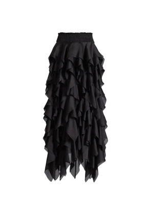 Balmain long ruffled skirt - Black