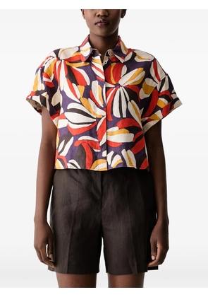 Benetton floral-print cropped short-sleeved shirt - Purple