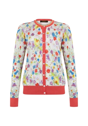 Moorer floral-print button-up cardigan - White