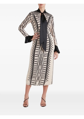 Temperley London Cressida pussy-bow midi dress - Neutrals