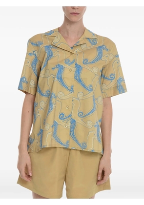 SAMSOE SAMSOE seahorse-print short-sleeve shirt - Neutrals