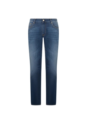 Moorer faded five-pocket denim - Blue