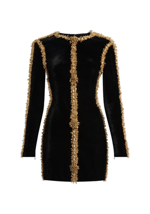 Balmain velvet dress with embroidered trim - Black