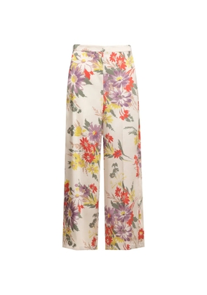 EMME floral-print straight-leg trousers - White