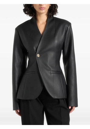 Manière De Voir Ina in black leather cinched-waist kimono blazer