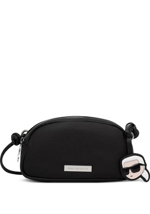 Karl Lagerfeld logo-plaque pebbled-texture crossbody bag - Black
