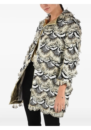 DSQUARED2 sequin-embellished feather-trimmed coat - Neutrals