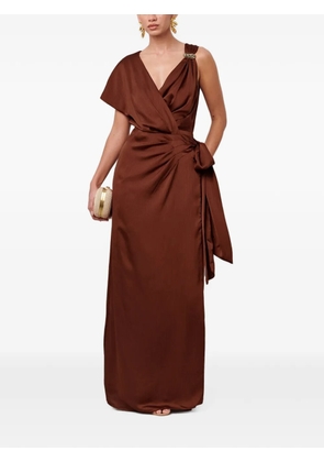 SÁVEL one-shoulder wrap-style maxi dress - Brown