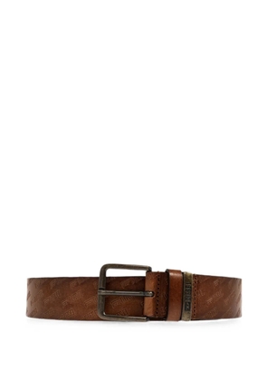 Diesel monogram-embossed leather belt - Brown