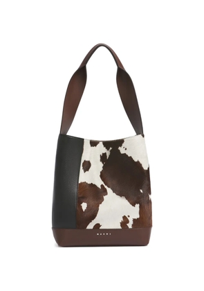 Marni Pod 2.0 cow-print shoulder bag - Brown