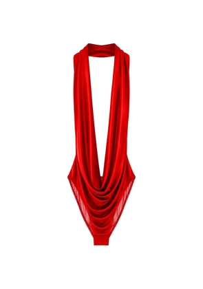 Elisabetta Franchi draped halterneck bodysuit - Red