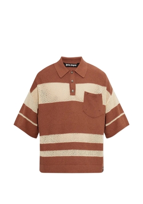 Palm Angels striped mesh-knit polo shirt - Brown