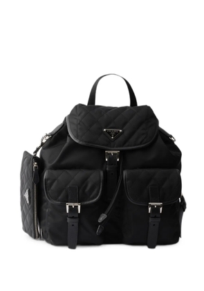 Prada medium quilted Re-Nylon backpack with Saffiano leather trim - Black