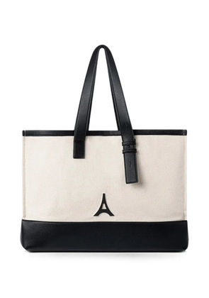 Manière De Voir Romane in beige/black Eiffel-detail canvas tote bag - Neutrals