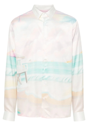 Family First beach-print bowling shirt - Pink