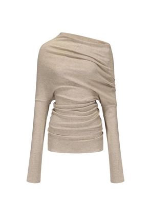 ELYWOOD asymmetric draped off-shoulder long-sleeved T-shirt - Neutrals