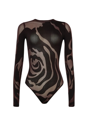 Wolford rose-pattern circular-knit bodysuit - Black