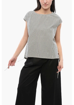 Woolrich striped drawstring-hem cotton blouse - Blue