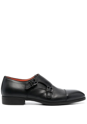 Santoni double-buckle leather monk shoes - Black