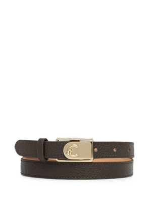 Coccinelle logo-plaque grained leather belt - Brown